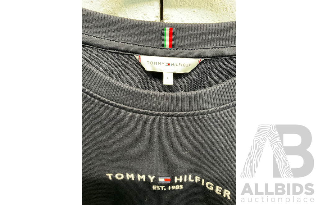 TOMMY HILFIGER Navy Sweatshirt and T-Shirt, All Size Women's Large  - ORP $259.99 - Lot of 2