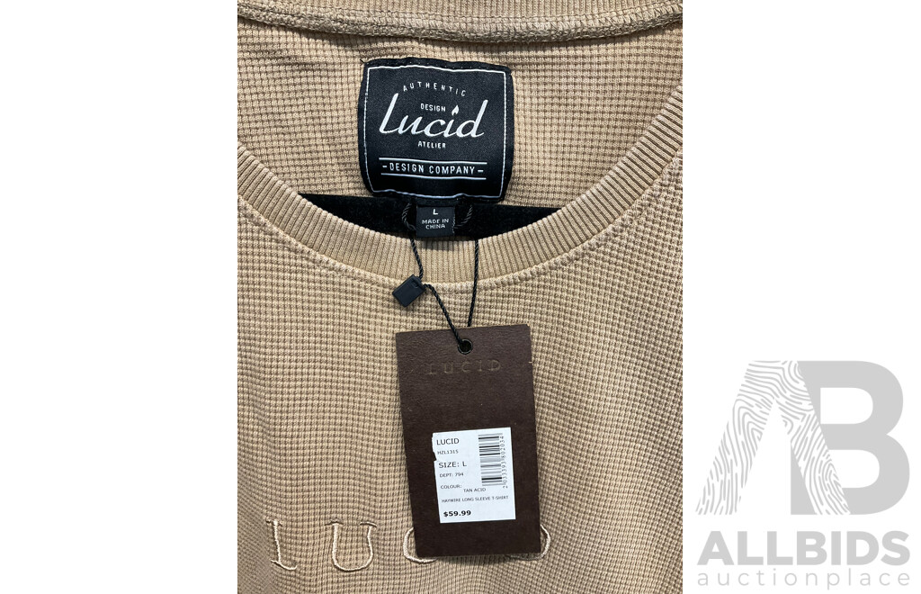GUESS Windbreaker Jacket, SLAZENGER V-Neck T-Shirts and LUCID Waffle T-shirt, All Men's Size Large - Lot of 3