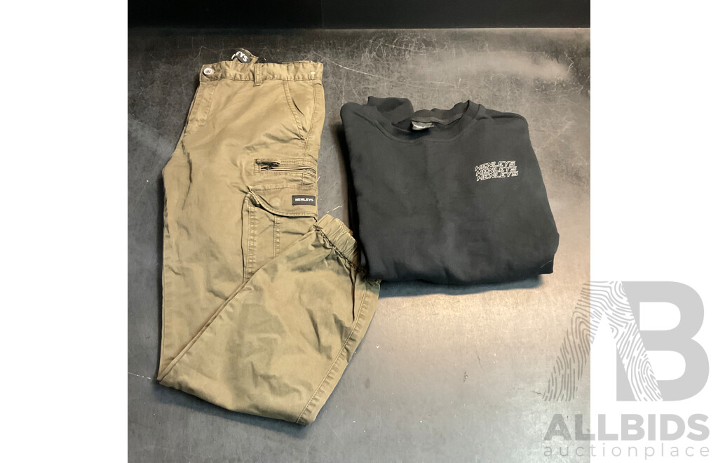 Henley Logo Sweater & Eagle Pants - Size L - Lot of 2
