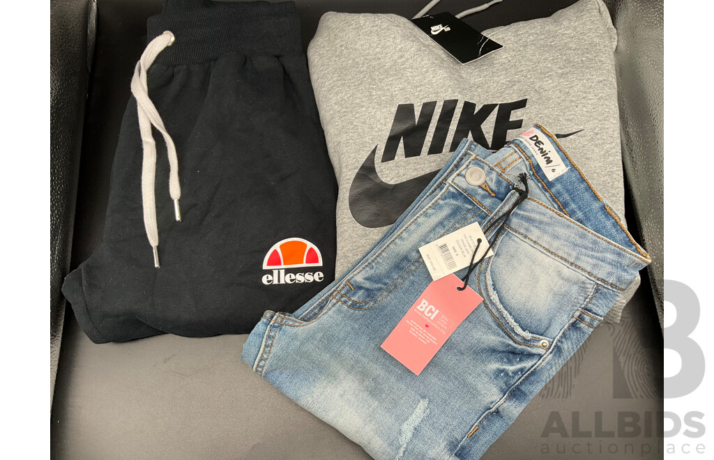 NIKE Men's Hoodie Size S, ELLESSE Black Track Pants Size XS and SUPRE Size 6 Denim - Lot of 3