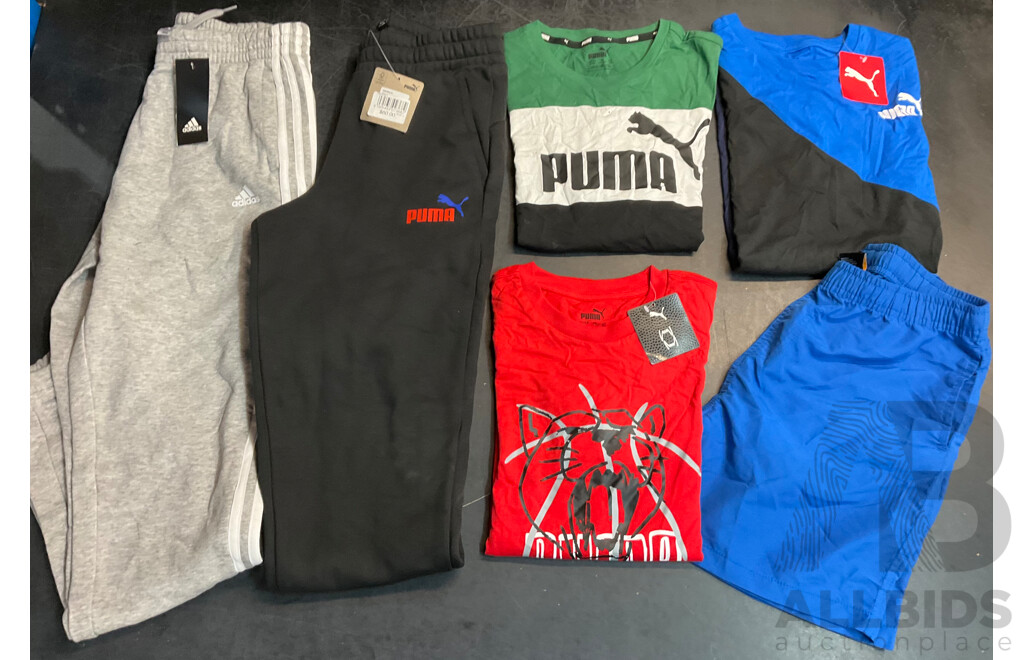 Boys Assorted Clothing, Including ADIDAS, PUMA and TILT, Size 13/14Y and 15/16Y - Lot of 6