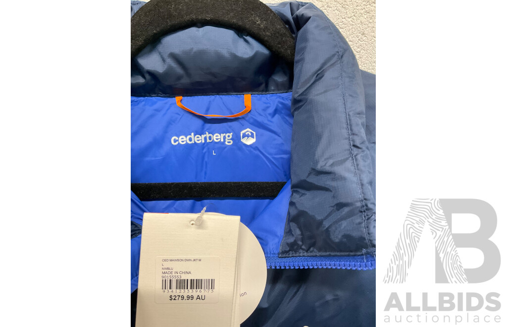 CEDERBERG Men's Down Jacket Size Large - ORP $279.99