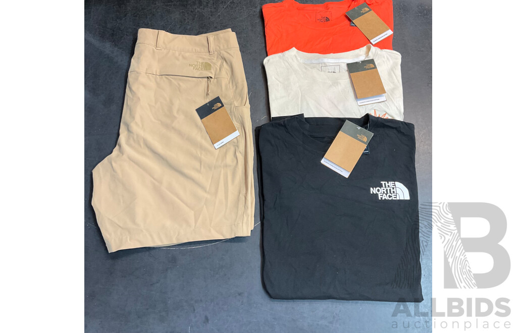 THE NORTH FACE Men's Shorts Size 38 and T-Shirts Size L - ORP $294.99 - Lot of 4