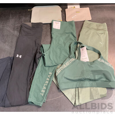 UNDER ARMOUR, EVERLAST, PUMA, ZJOOSH, Assorted Women's Clothing Size M, L, 14 and Pouches - Lot of 6