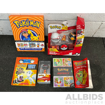 POKEMON Assorted Kids Toys, Books and Colectables - Lot of 6