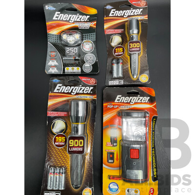 ENERGIZER Assorted Flashlights, Headlight and Lantern - Lot of 4