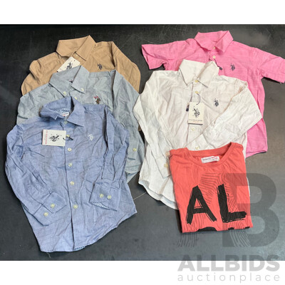 Boys Assorted U.S. Polo Assn. Shirts and MINOTI T-shirt, Size 3-4Y - Lot of 6