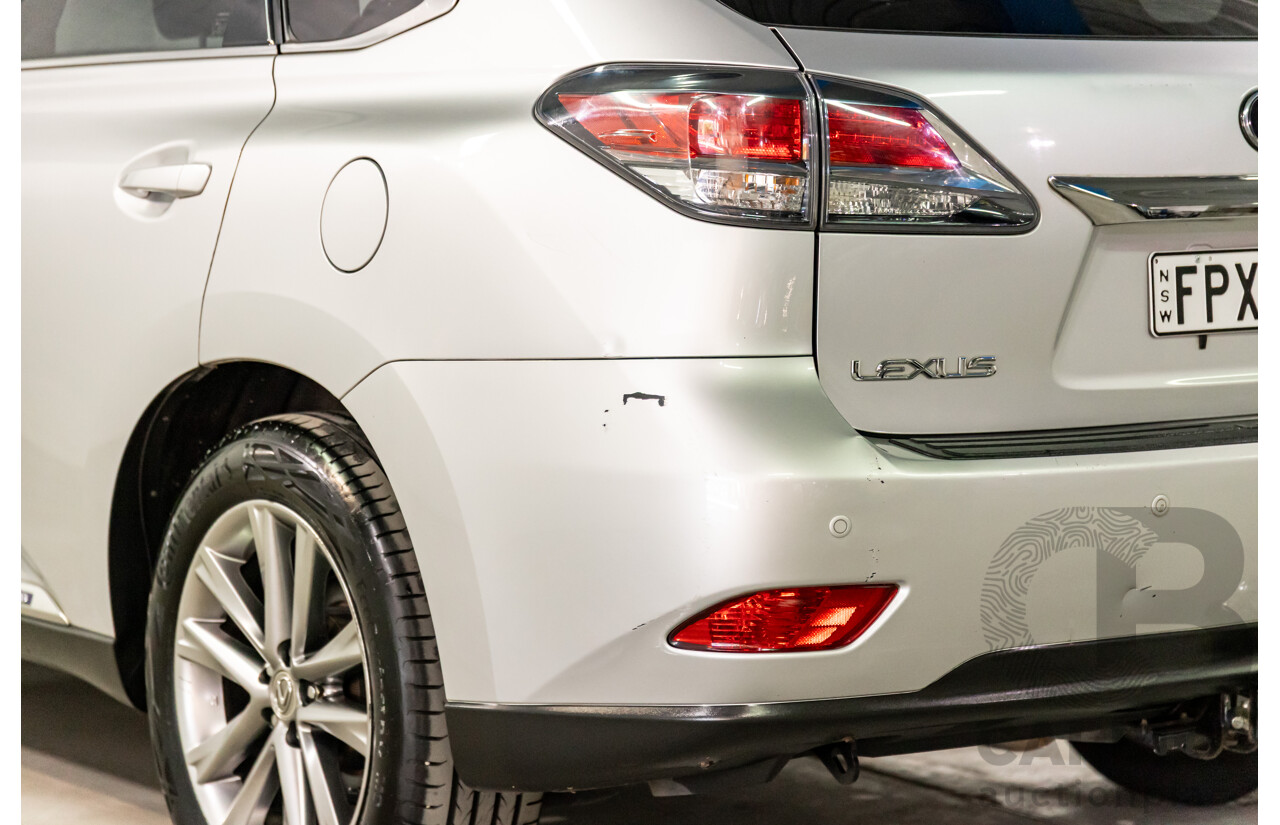1/2014 Lexus RX450h Sports Luxury GYL15R MY12 4d Wagon Premium Silver Metallic 3.5L - 220kW Hybrid