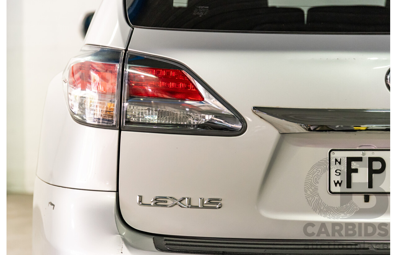 1/2014 Lexus RX450h Sports Luxury GYL15R MY12 4d Wagon Premium Silver Metallic 3.5L - 220kW Hybrid