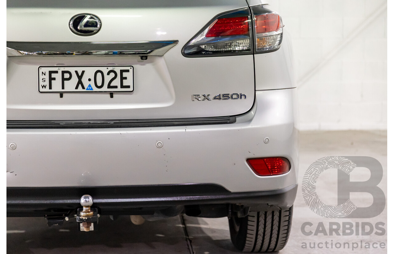 1/2014 Lexus RX450h Sports Luxury GYL15R MY12 4d Wagon Premium Silver Metallic 3.5L - 220kW Hybrid