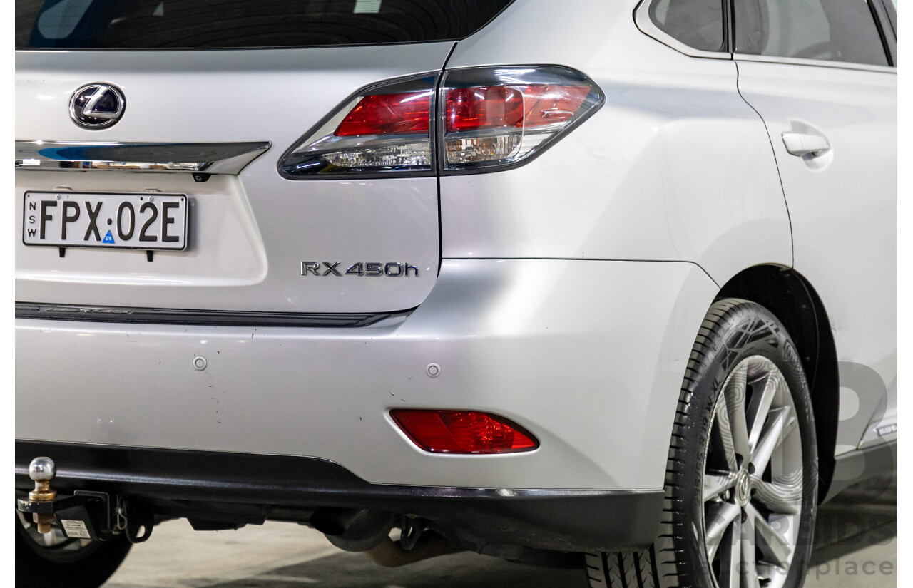 1/2014 Lexus RX450h Sports Luxury GYL15R MY12 4d Wagon Premium Silver Metallic 3.5L - 220kW Hybrid