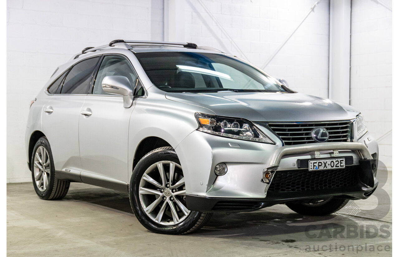 1/2014 Lexus RX450h Sports Luxury GYL15R MY12 4d Wagon Premium Silver Metallic 3.5L - 220kW Hybrid