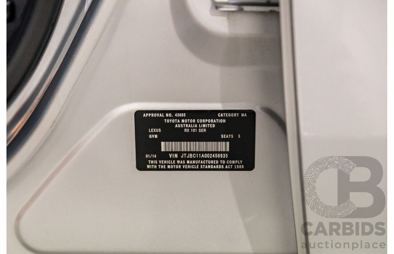 1/2014 Lexus RX450h Sports Luxury GYL15R MY12 4d Wagon Premium Silver Metallic 3.5L - 220kW Hybrid