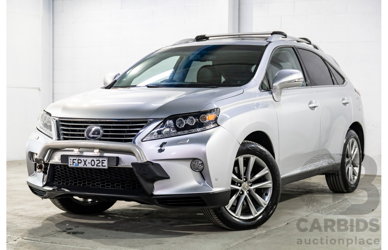 1/2014 Lexus RX450h Sports Luxury GYL15R MY12 4d Wagon Premium Silver Metallic 3.5L - 220kW Hybrid
