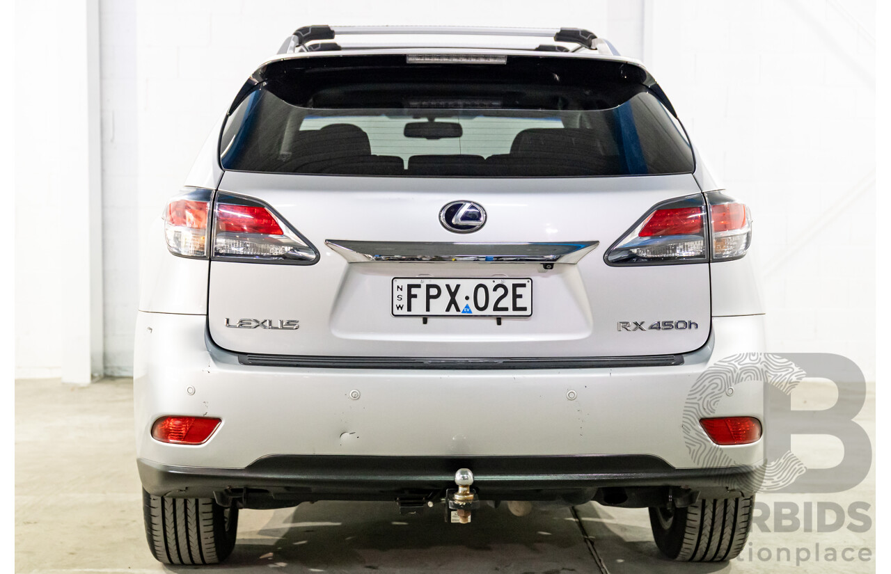 1/2014 Lexus RX450h Sports Luxury GYL15R MY12 4d Wagon Premium Silver Metallic 3.5L - 220kW Hybrid