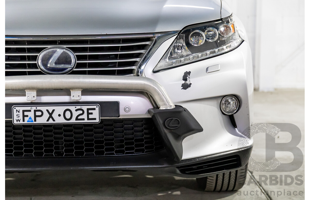 1/2014 Lexus RX450h Sports Luxury GYL15R MY12 4d Wagon Premium Silver Metallic 3.5L - 220kW Hybrid