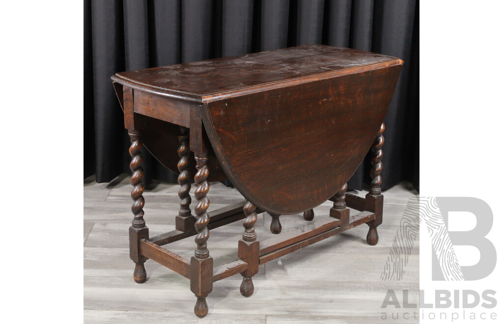 Oak Dropside Table with Barley Twist Supports