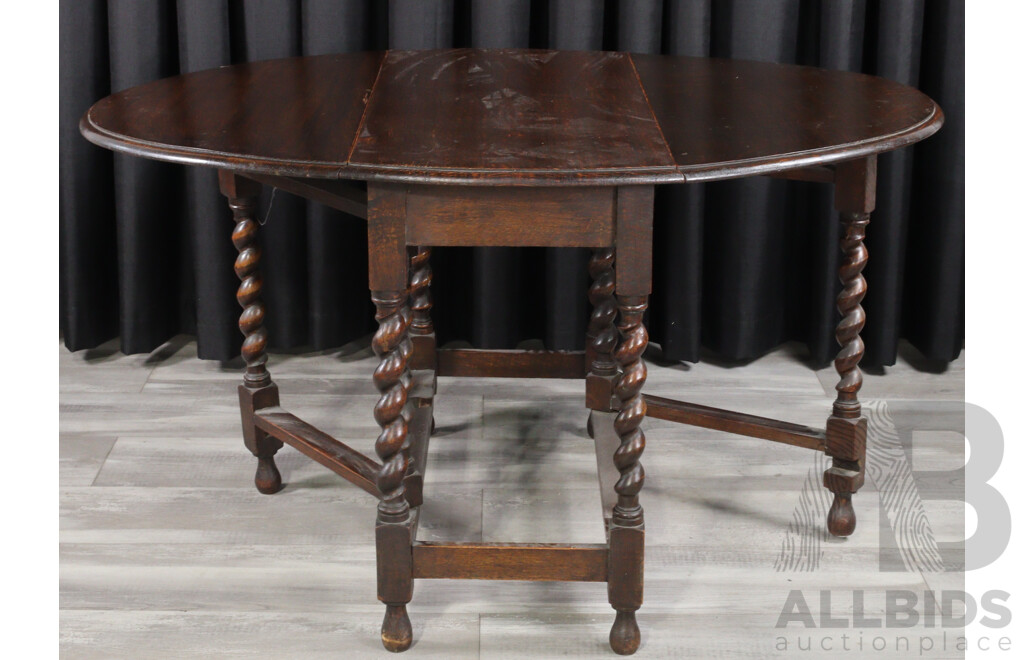 Oak Dropside Table with Barley Twist Supports