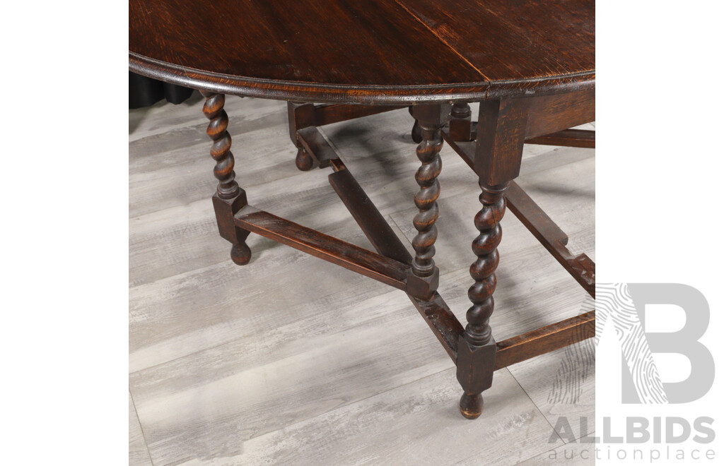 Oak Dropside Table with Barley Twist Supports