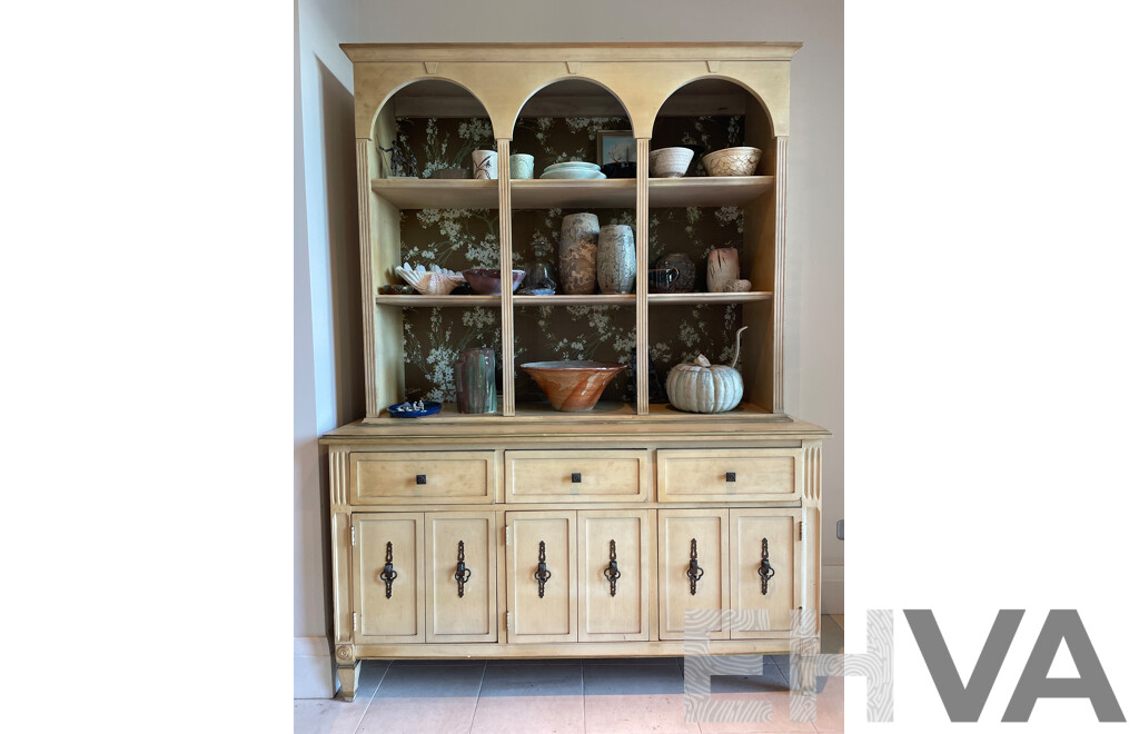 French Provincial Style Limed Three Drawer Display Cabinet - Kroehler, USA