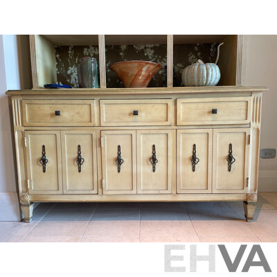 French Provincial Style Limed Three Drawer Display Cabinet - Kroehler, USA
