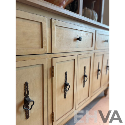 French Provincial Style Limed Three Drawer Display Cabinet - Kroehler, USA