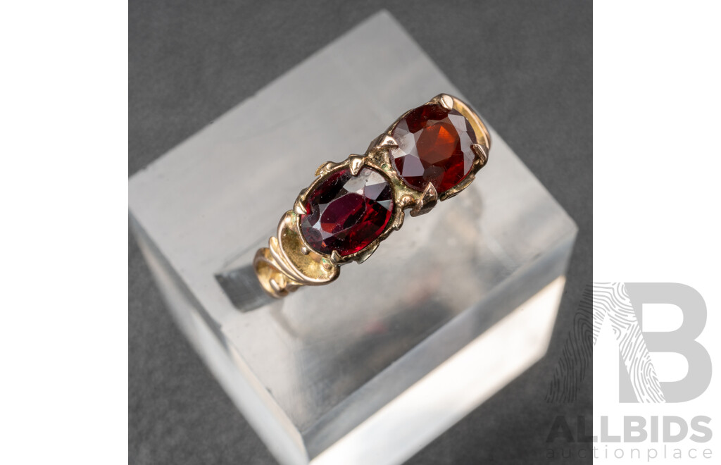 12ct Vintage Rose Gold Garnet Set Ring, Size N, Birmingham 1933, 1.66 Grams