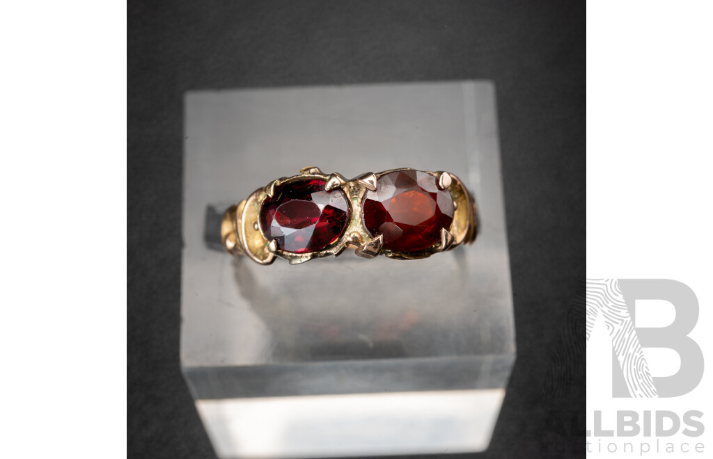 12ct Vintage Rose Gold Garnet Set Ring, Size N, Birmingham 1933, 1.66 Grams