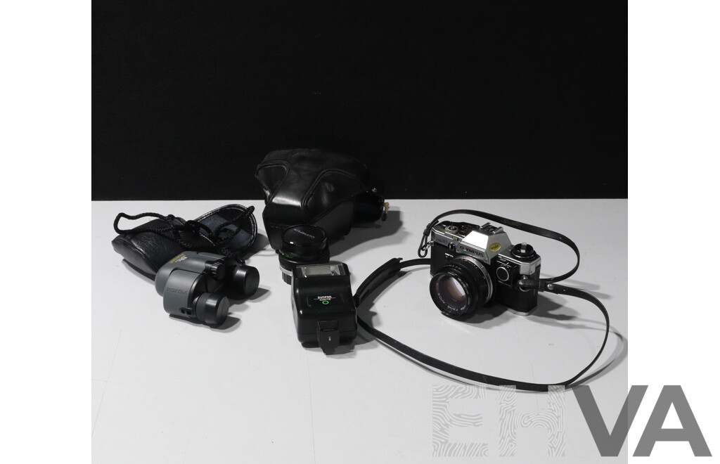 Vintage Olympus OM 10 35 Mm Camera in Case with Extras