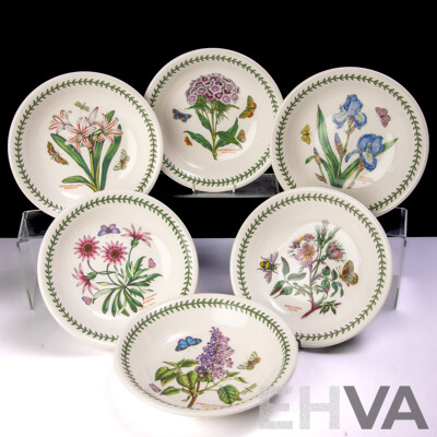 Set Six Portmeirion Shallow Pasta Bowls in the Botanic Garden Series by Susan Williams Ellis in Original Box