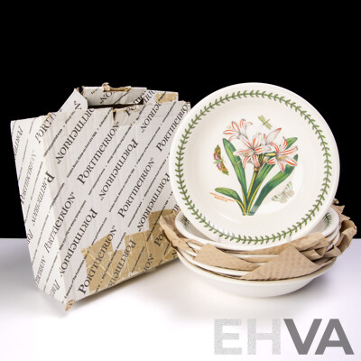 Set Six Portmeirion Shallow Pasta Bowls in the Botanic Garden Series by Susan Williams Ellis in Original Box