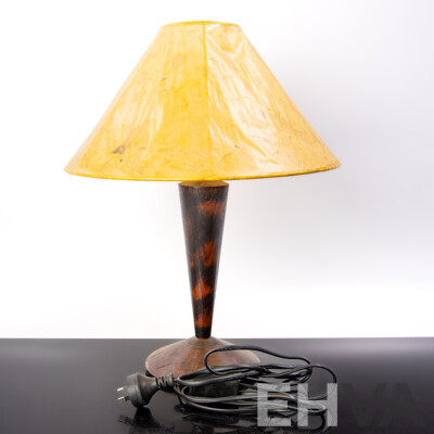 Retro Australian Turned Eucalyptus Burl Lamp Base with Hand Made Paper Shade by Bungendore Wood Works