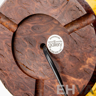 Retro Australian Turned Eucalyptus Burl Lamp Base with Hand Made Paper Shade by Bungendore Wood Works
