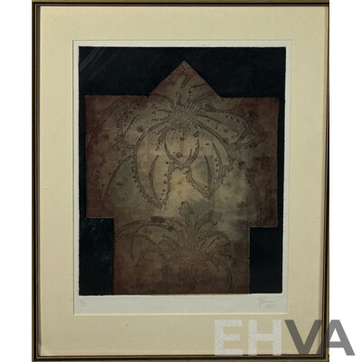 D. Berrow, (20th Century), Abstract Flower Detail (1985), Hand Coloured Editioned Original Etching, 53 x 43 cm (frame)