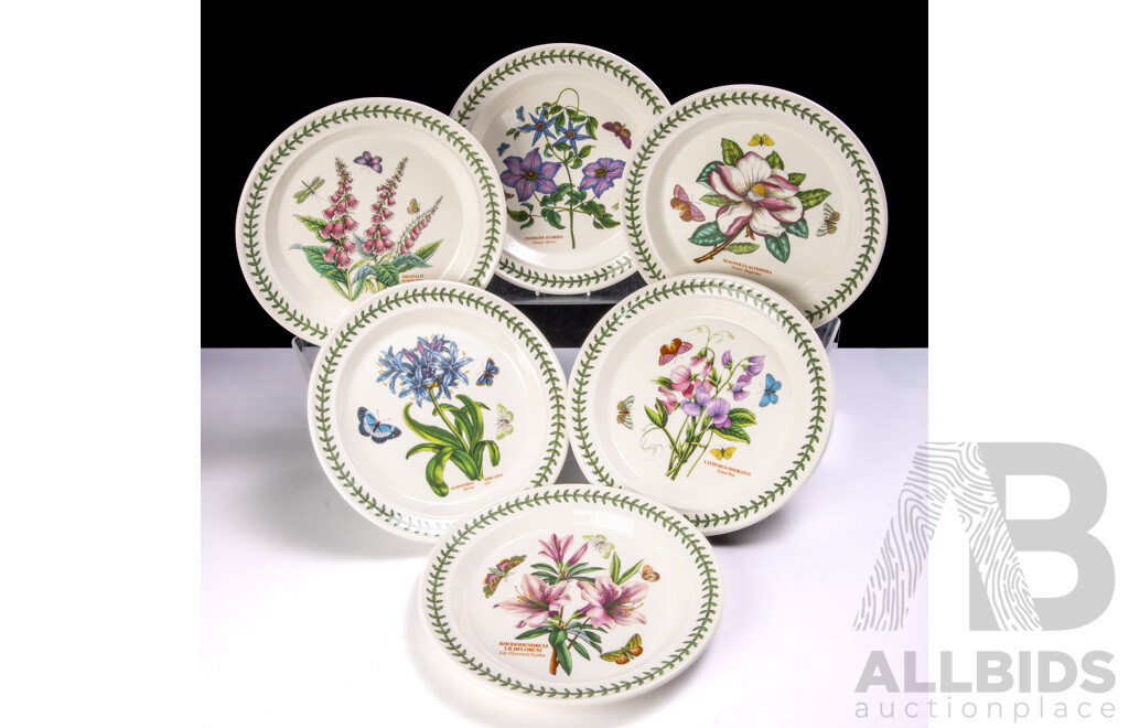 Set Six Portmeirion Main Course Plates in the Botanic Garden Series by Susan Williams Ellis in Original Box