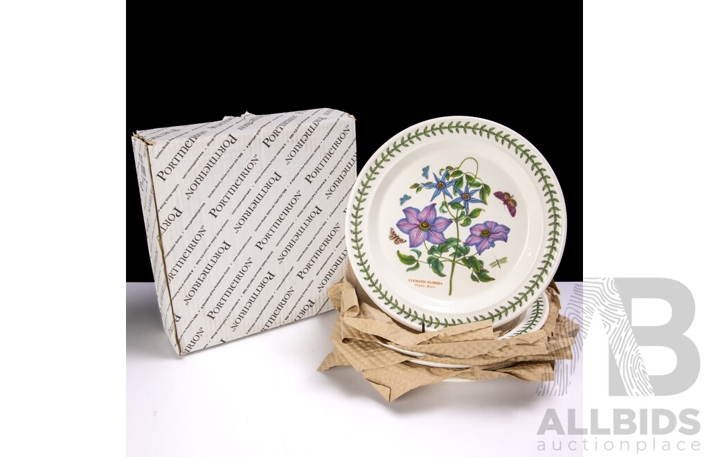 Set Six Portmeirion Main Course Plates in the Botanic Garden Series by Susan Williams Ellis in Original Box