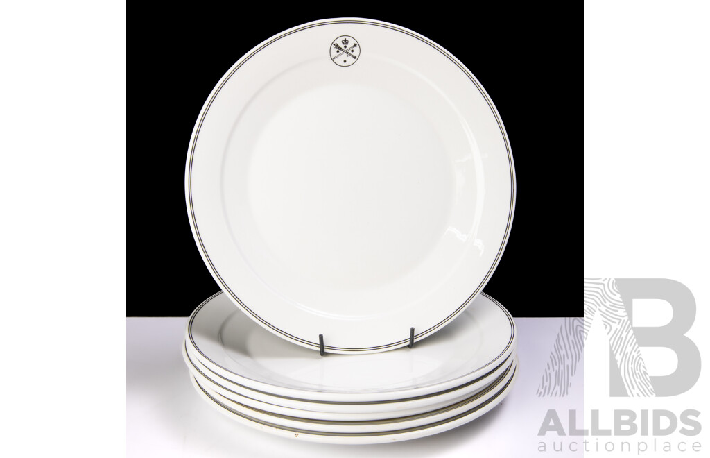 Set Six Australian Parliament House Main Course Plates with Emblem to Rim