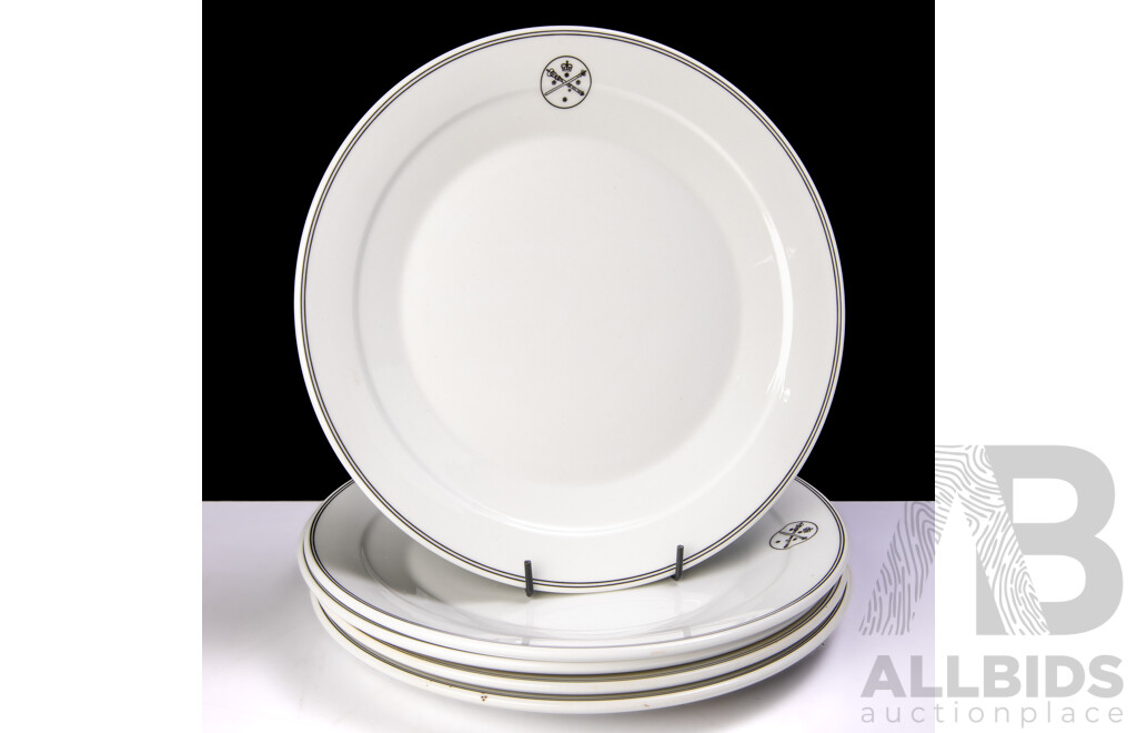 Set Six Australian Parliament House Main Course Plates with Emblem to Rim