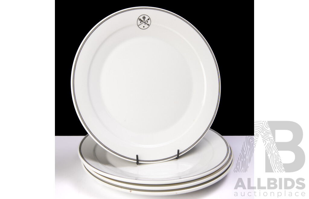 Set Six Australian Parliament House Main Course Plates with Emblem to Rim