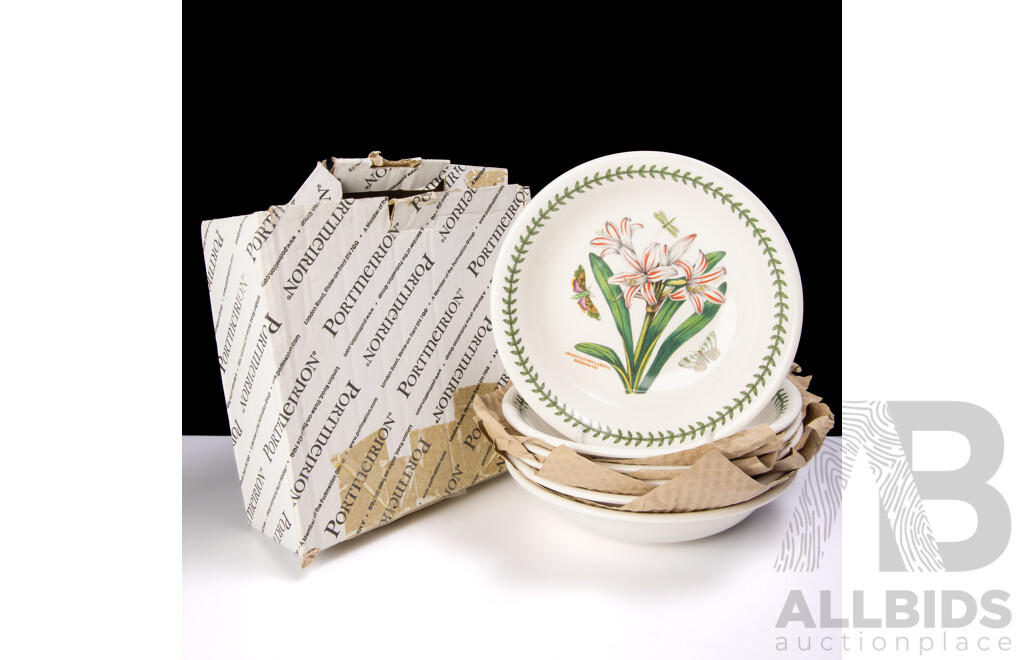 Set Six Portmeirion Shallow Pasta Bowls in the Botanic Garden Series by Susan Williams Ellis in Original Box