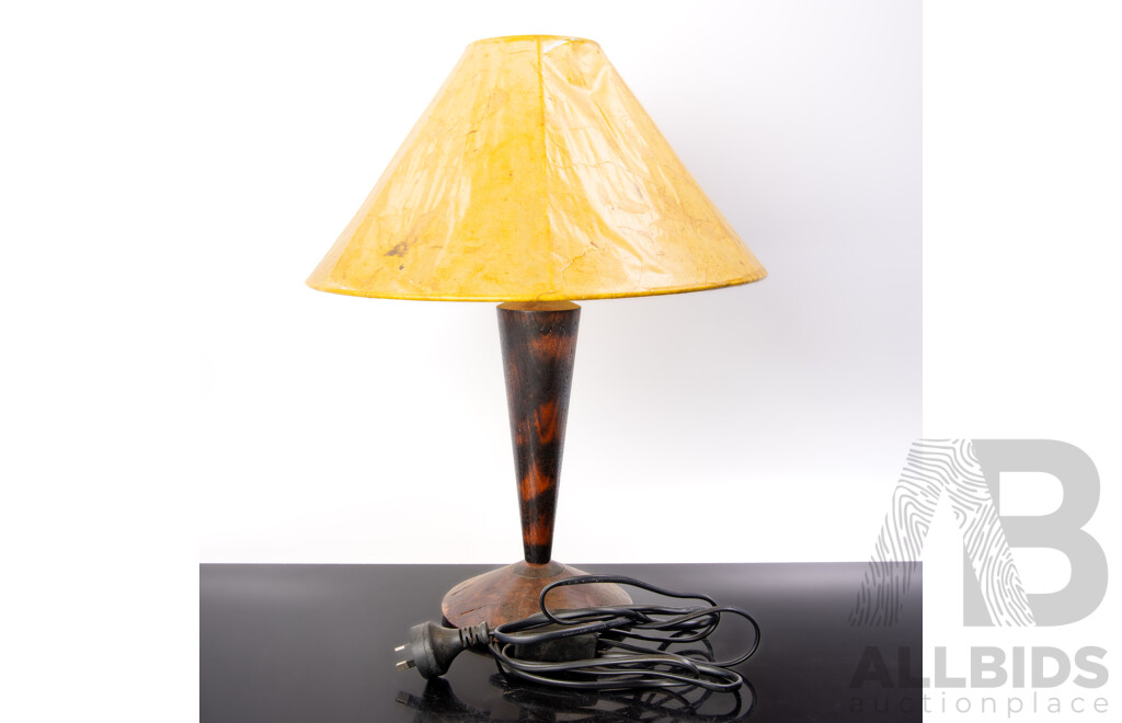 Retro Australian Turned Eucalyptus Burl Lamp Base with Hand Made Paper Shade by Bungendore Wood Works