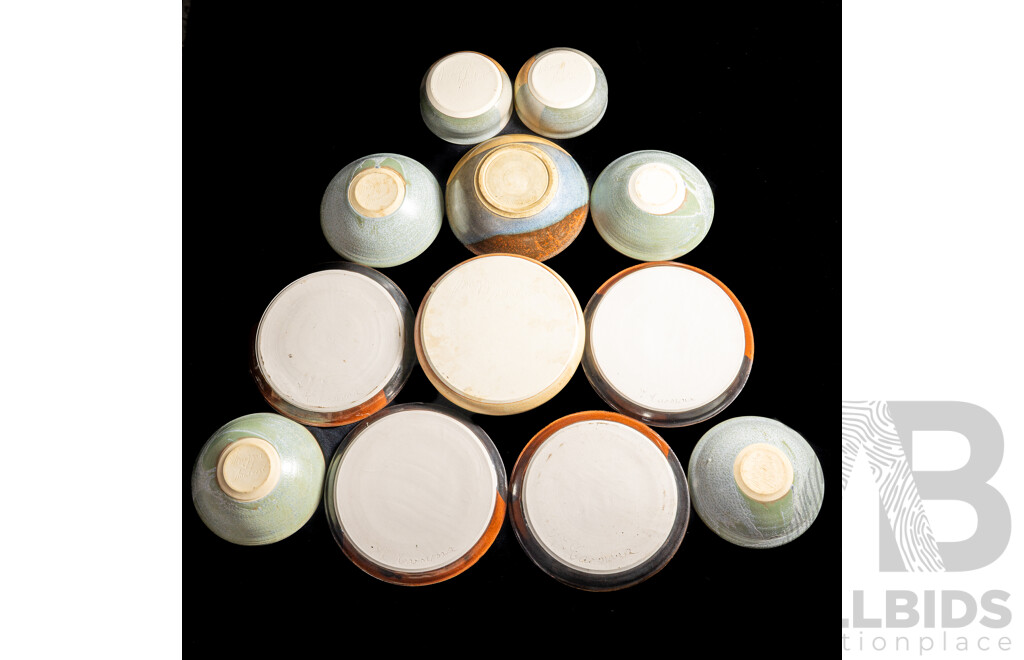 Collection Australian Local Studio Pottery Pieces Comprising Maggie Malone & Vivien Carmona