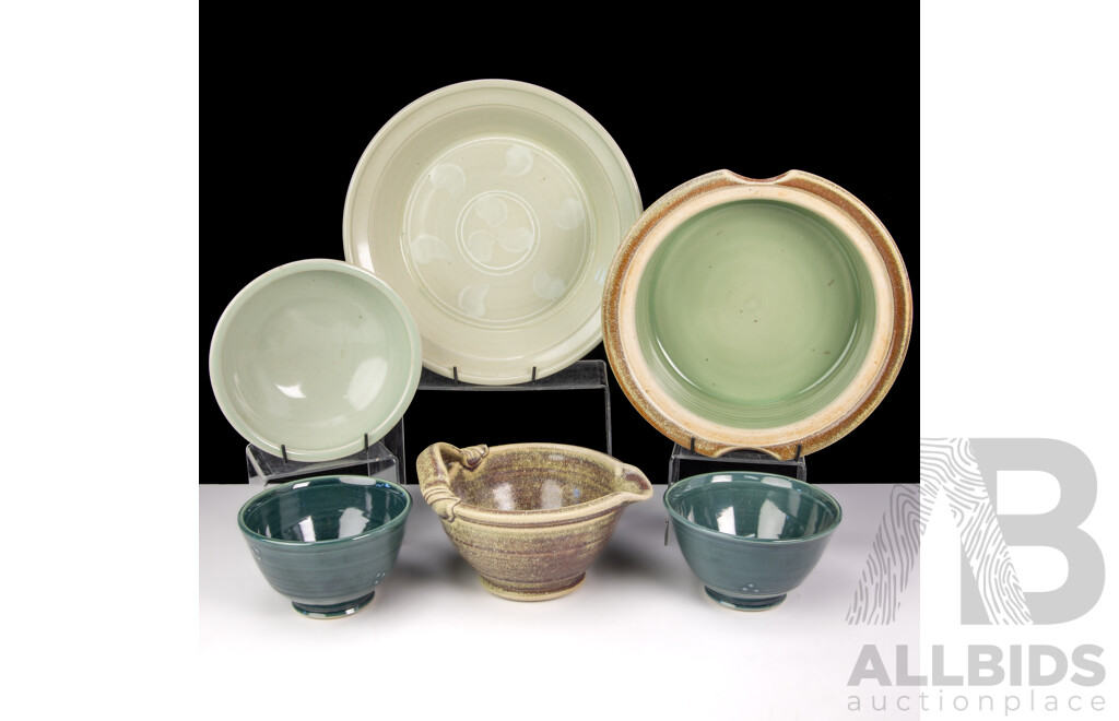 Collection Australian Local Studio Pottery Pieces All Initialed to Base