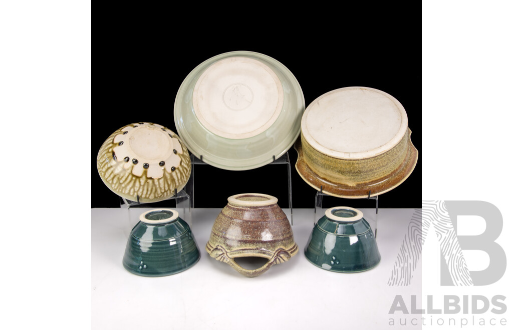 Collection Australian Local Studio Pottery Pieces All Initialed to Base