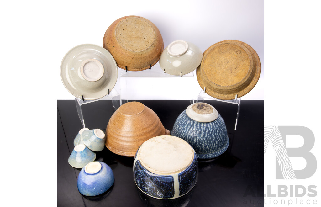 Collection Australian Local Studio Pottery Pieces Including Three Pieces by Julia Laybutt Goulburn, Three Sake Cups by B Anderson and More