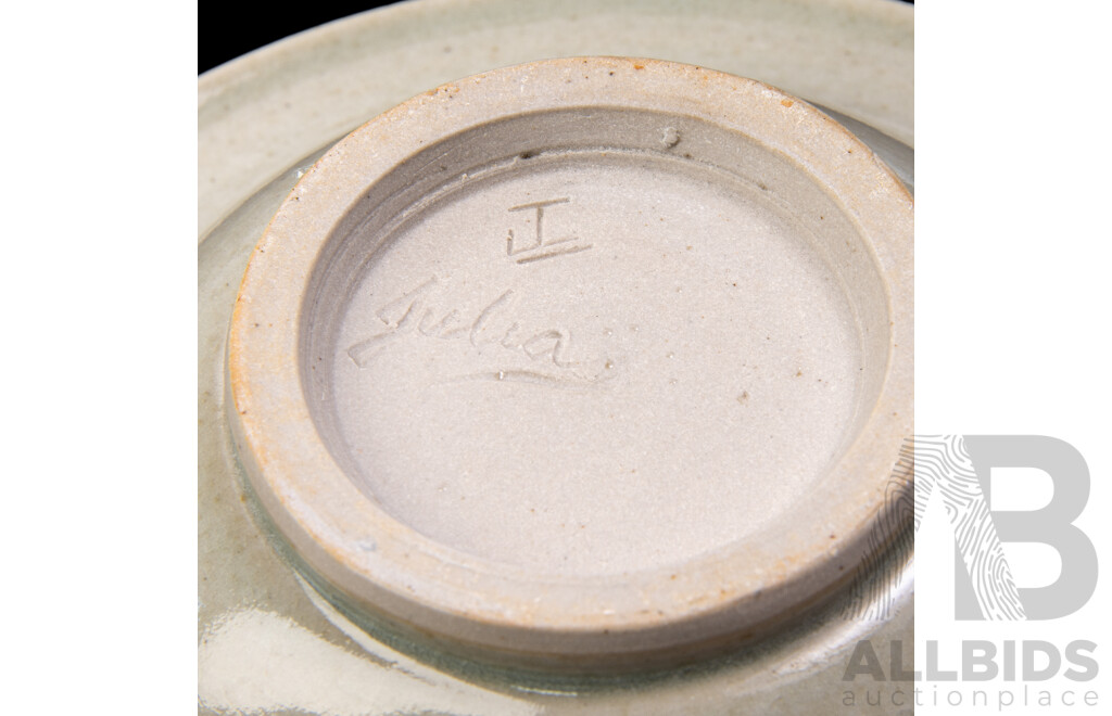 Collection Australian Local Studio Pottery Pieces Including Three Pieces by Julia Laybutt Goulburn, Three Sake Cups by B Anderson and More
