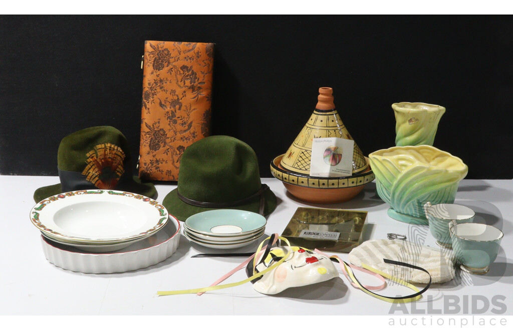 Collection Decorator Items Including Ceramic Masquerade Mask and More