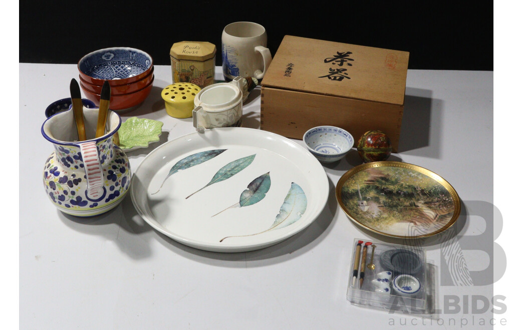 Collection Decorator Items Including Ceramic Masquerade Mask and More