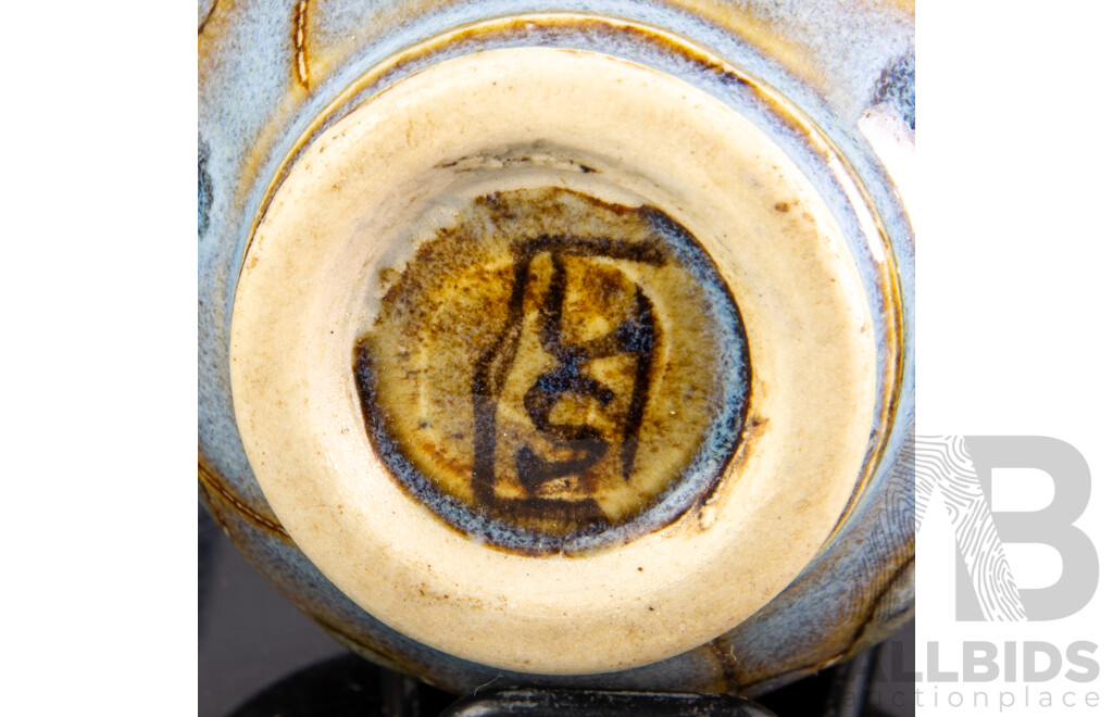 Collection Australian Local Studio Pottery Including Four Raku Glazed Examples Initialled L S
