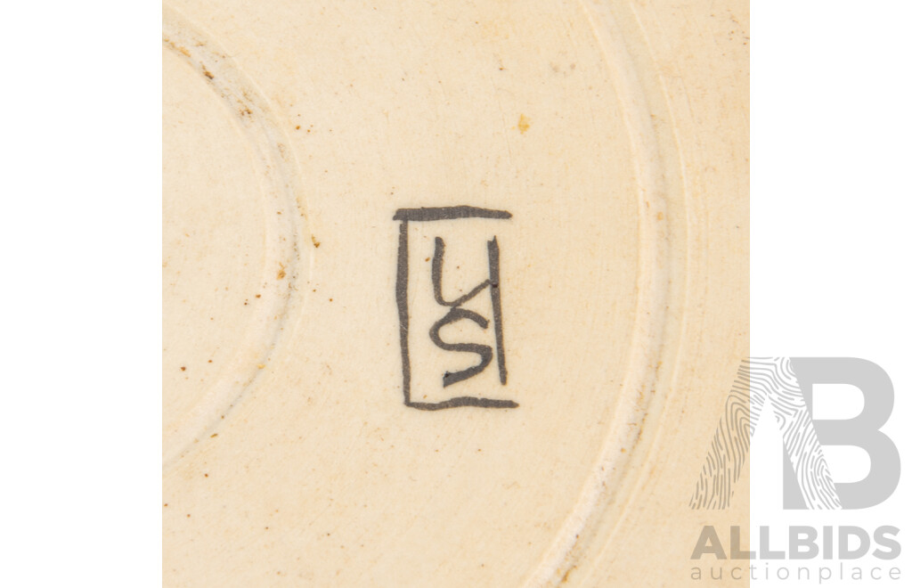 Collection Australian Local Studio Pottery Including Four Raku Glazed Examples Initialled L S